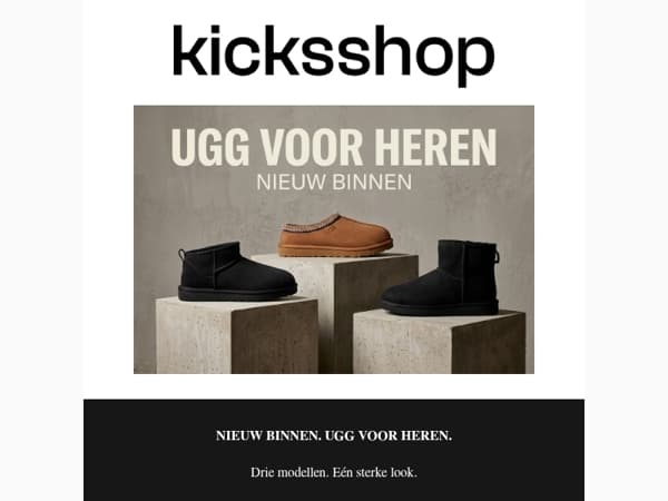 Nieuw binnen: UGG voor heren. Sterk in zwart & chestnut.