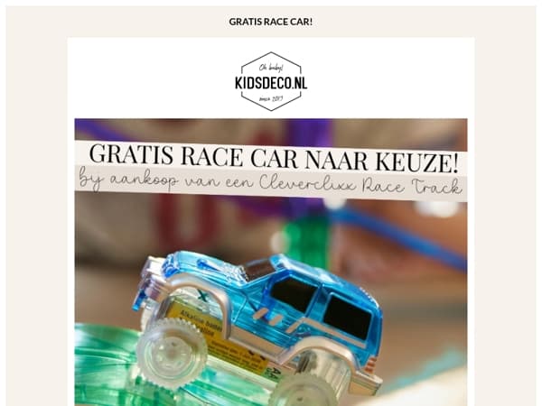 GRATIS race auto 🚗 bij aankoop van een Race Track! 🤩