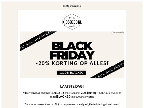 LAATSTE DAG // 20% korting op alles ! 😱