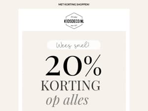 -20% KORTING OP ALLES! 🤩