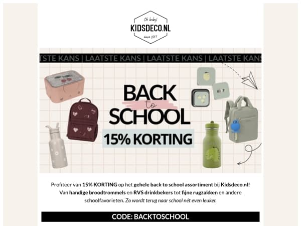 Laatste kans! 15% KORTING op back to school 📚