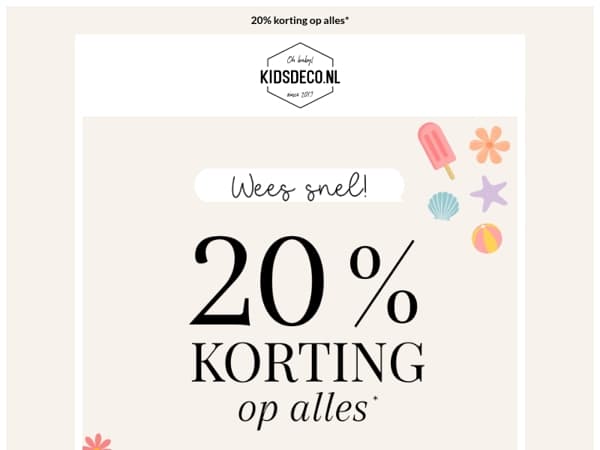 20% KORTING op ALLES!* 😍
