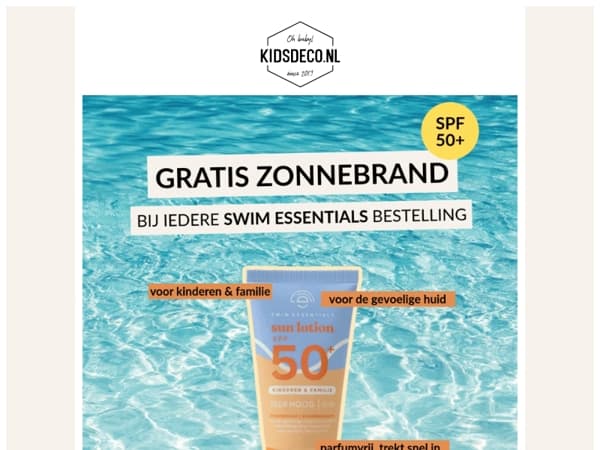 🌊 Tijdelijk GRATIS zonnebrand (50 ml) cadeau bij iedere Swim Essentials bestelling!