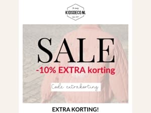 Onze SALE is verhoogd + 10% EXTRA korting! 🤩