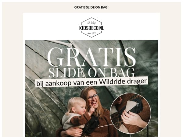 GRATIS slide on bag bij aankoop van een Wildride drager! 🤩