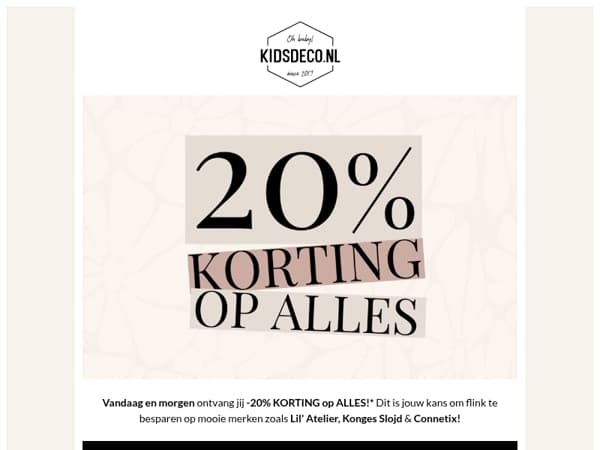 Psst.. 20% korting op ALLES! 😱