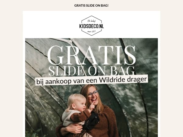 GRATIS slide on bag bij aankoop van een Wildride drager! 🤩