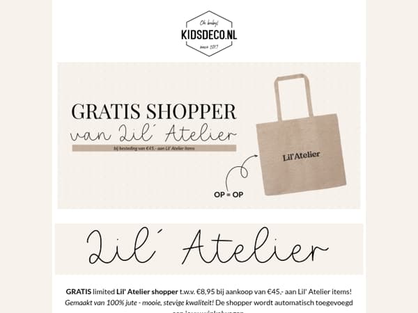 GRATIS Lil' Atelier shopper! 🛍️