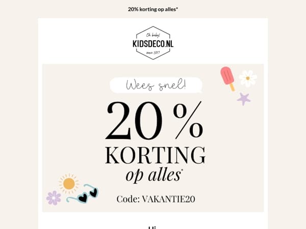 20% KORTING op ALLES!* 😱