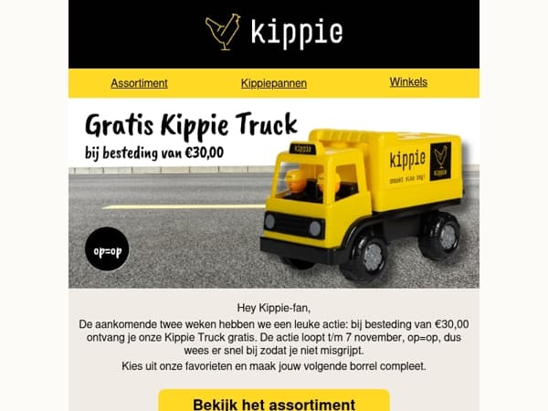 Gratis Kippie Truck bij besteding vanaf €30,00