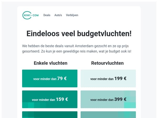 Waar kun je vanuit Amsterdam naartoe voor minder dan 79 €?