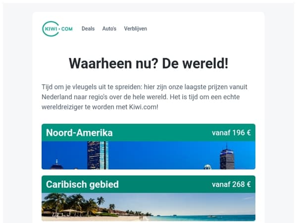 Reis verder voor minder! Vluchten vanuit Nederland naar plaatsen in Noord-Amerika beginnen op Kiwi.com al vanaf 196 €