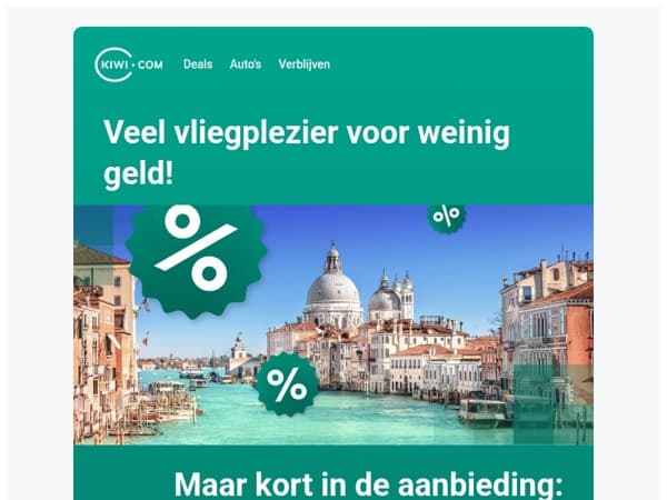 Vluchten voor 18 € vanuit Nederland in onze flashsale