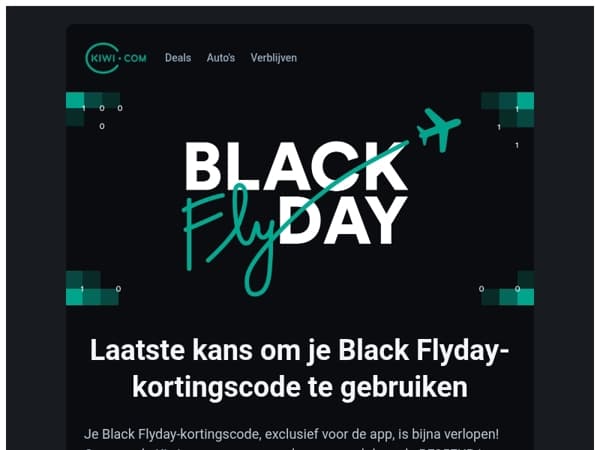 Schiet op! Je Black Flyday-kortingscode verloopt binnenkort