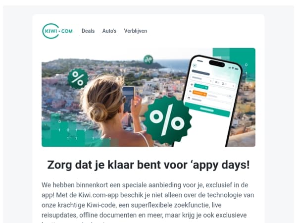 ‘Appy days zijn bijna aangebroken! Zorg dat je klaar bent voor onze sale, exclusief in de app