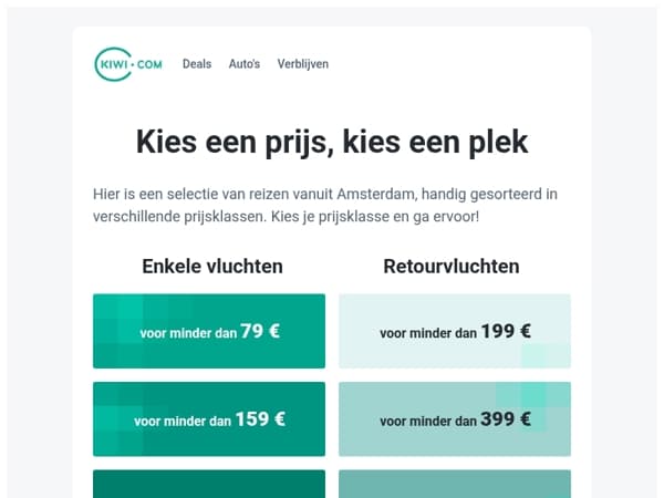Vluchten vanuit Amsterdam zijn er al voor minder dan 79 €!