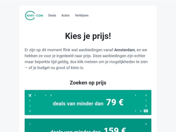 Nieuwe deals vanaf Amsterdam voor minder dan 79 €