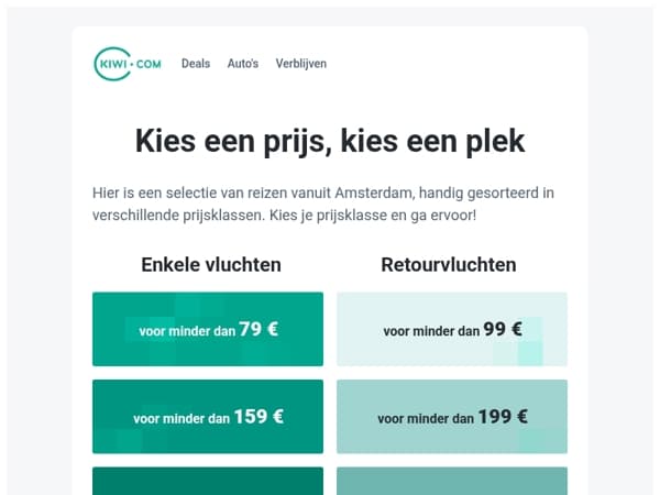 Vluchten vanuit Amsterdam zijn er al voor minder dan 79 €!