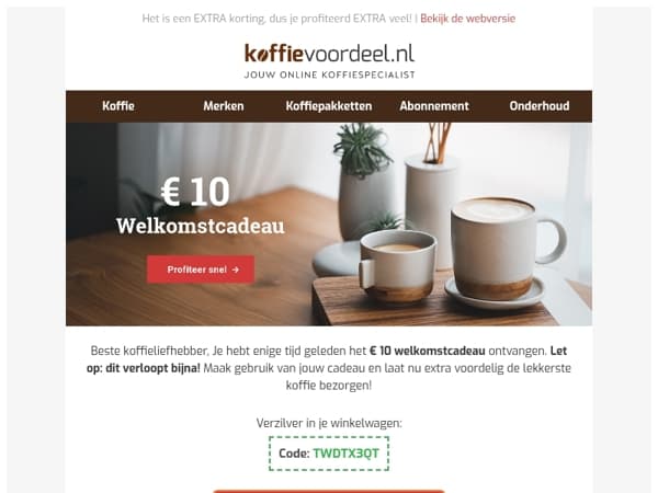 Je € 10 tegoed verloopt bijna!