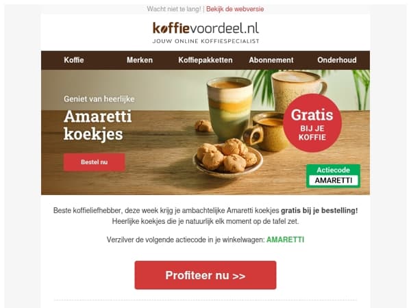 Gratis amaretti koekjes bij je volgende bestelling! 🍪☕