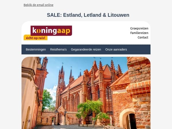 Nú € 100,- korting p.p. op reizen naar de Baltische Staten