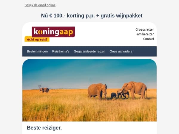 Zuid-Afrika: € 100,- korting p.p. + gratis wijnpakket