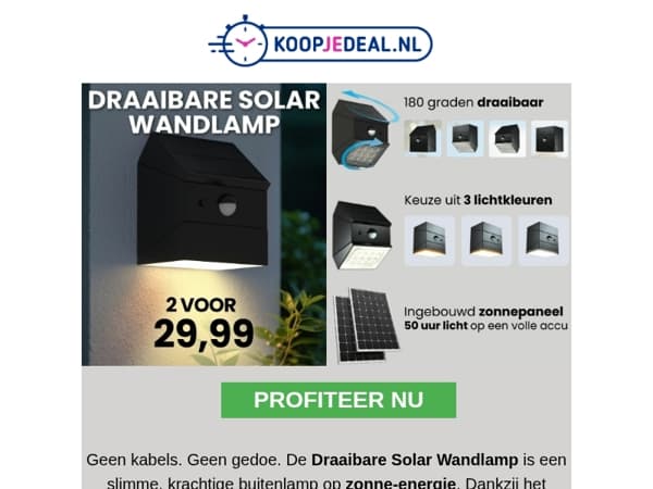 2 Solar Wandlampen voor 29,99 🤯