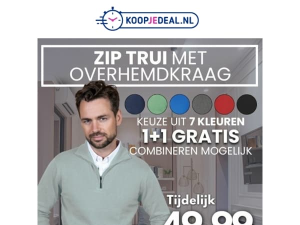 Zip Trui Overhemdkraag 1+1 GRATIS 🎉