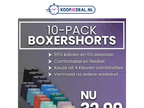 10-PACK Boxershorts voor 32,99 🩲