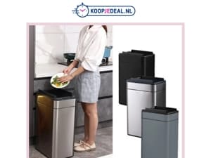 Sensor Prullenbak 60L €89,99 🗑️ | Gordijnen Linnen Look €24,99 ✨| Dekbedovertrek Teddy Rib €14,99 🧸