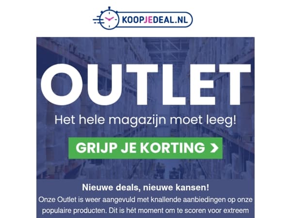 Outlet 🛒 Het Hele Magazijn moet leeg