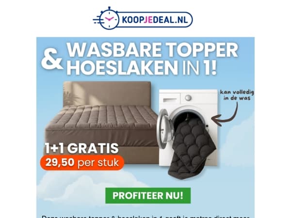 Wasbare Topper & Hoeslaken in één!