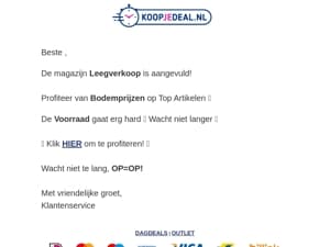 De Leegverkoop is aangevuld❗