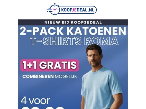 Nieuw: 4 Katoenen T-shirts voor 29,99 👕