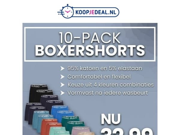 10-PACK Boxershorts voor 32,99 🤯
