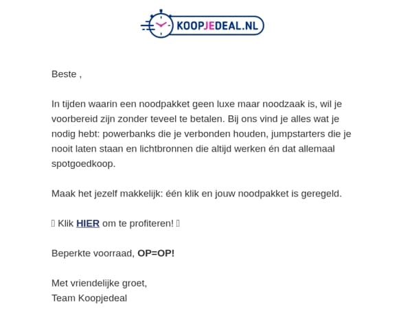 Maak jouw noodpakket compleet