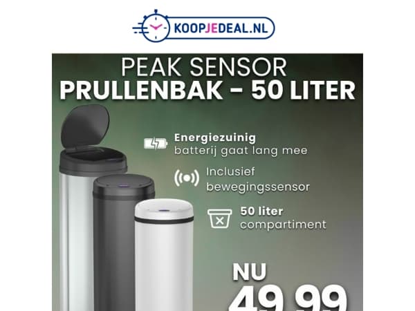 Sensor Prullenbak 50 Liter nu 49,99 💥