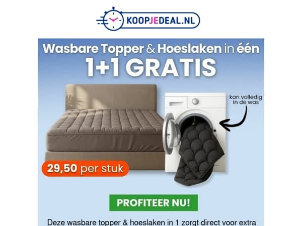 Wasbare Topper & Hoeslaken in 1❗