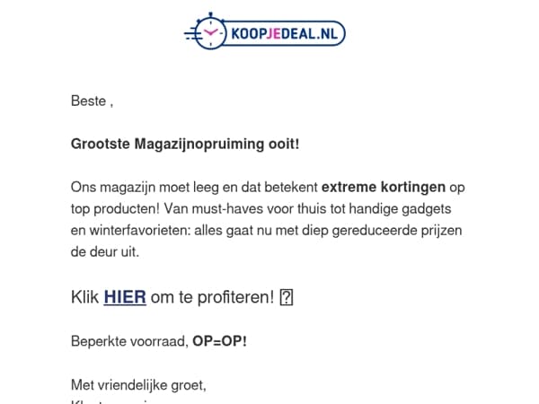 Laatste stuks, Laatste kans ⏳