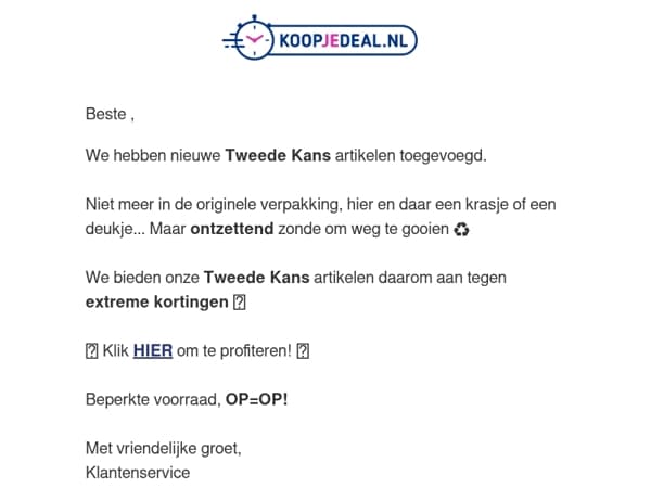 Nieuwe Tweede Kans artikelen!