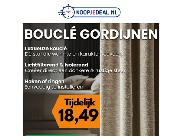 Luxe Bouclé Gordijnen nu 18,49 💰