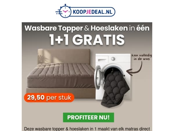Wasbare Topper & Hoeslaken in één!