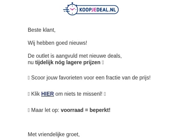Nieuwe Outlet Deals, nóg Goedkoper❗