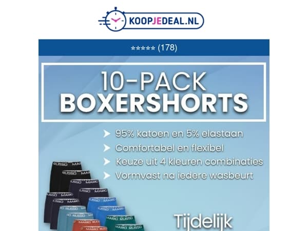 10-PACK Boxershorts voor 29,99 🩳