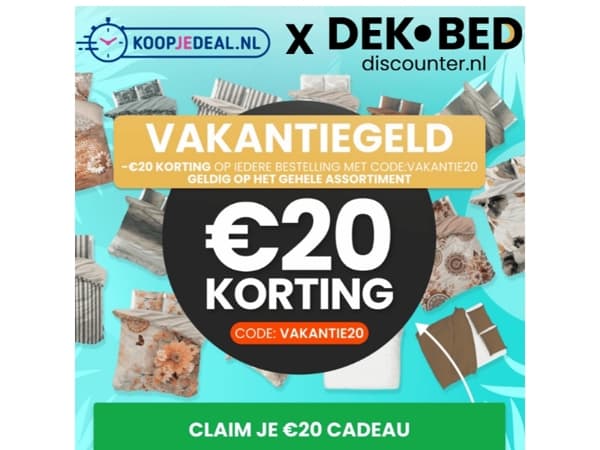 Nu -€20 korting op elke bestelling!
