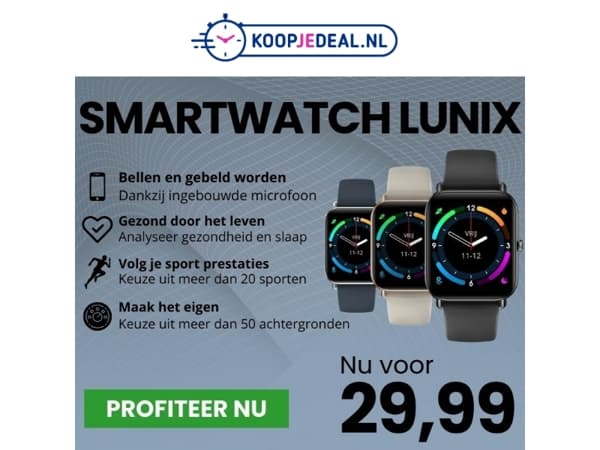 Smartwatch Tijdelijk 29,99 ⌚
