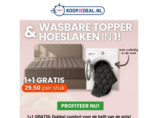1+1 GRATIS: Topper & Hoeslaken in één