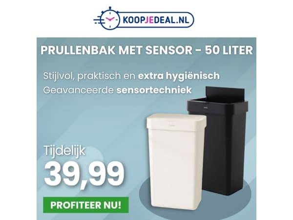 Sensor Prullenbak - 50 Liter Nu 39,99 😱