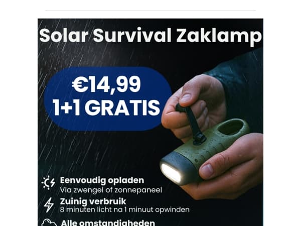 Solar Zaklamp 1+1 GRATIS 🔦 nu 14,99