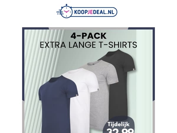 4 Extra Lange T-Shirts nu 32,99 👕